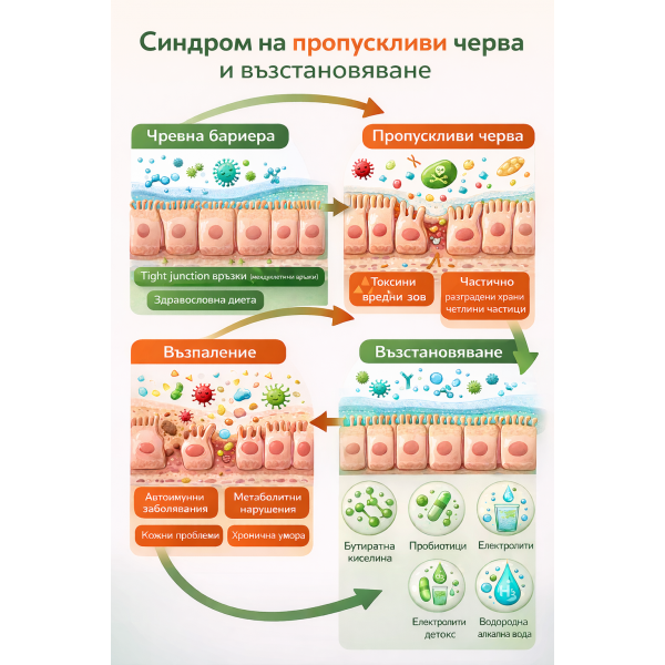 Синдром на пропускливи черва – причини, симптоми и подходи за възстановяване на чревната бариера